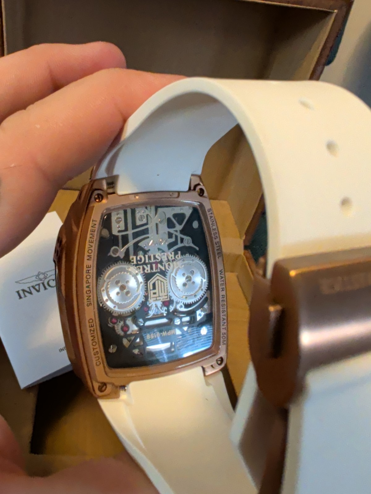 Montres Prestige X Invicta Automatic Men’s Watch 44mm, White (MPW-0159) Engine