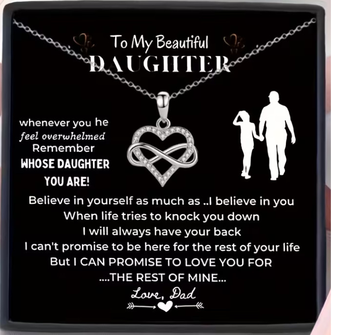 To My Daughter Heart Necklace Love from Dad Birthday Personalised Love Message