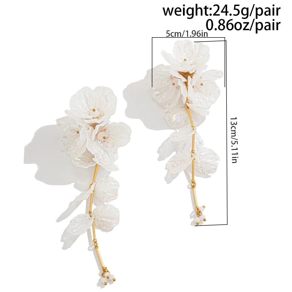 White Flower Drop Earrings Petal Hanging Silver Tone Womens Jewelry Daily Wear