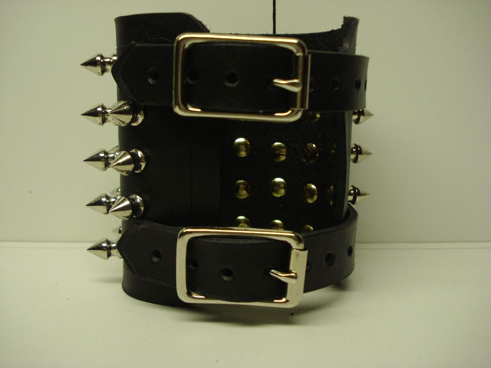 LEATHER SPIKED BRACELET. DEATH METAL (MDLB0209)….. OPPRESSOR