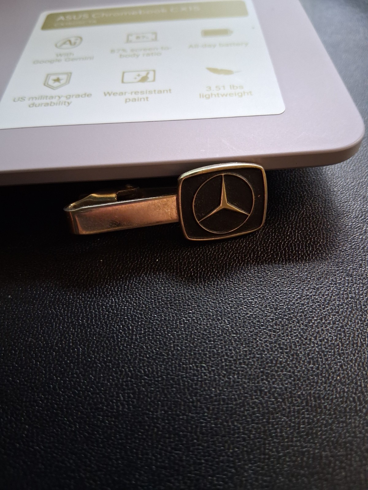 mercedes benz tie clasp black and silver vintage German