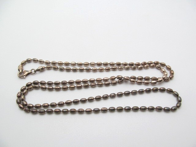 Vintage 925 Sterling Silver Italy Nugget Bead 3.25mm Link Chain Necklace 30 In