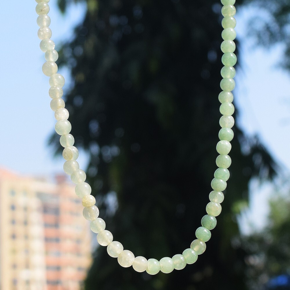 100.00 Cts Green Aventurine Round Shape Beaded Stunning Necklace VK 17 E563