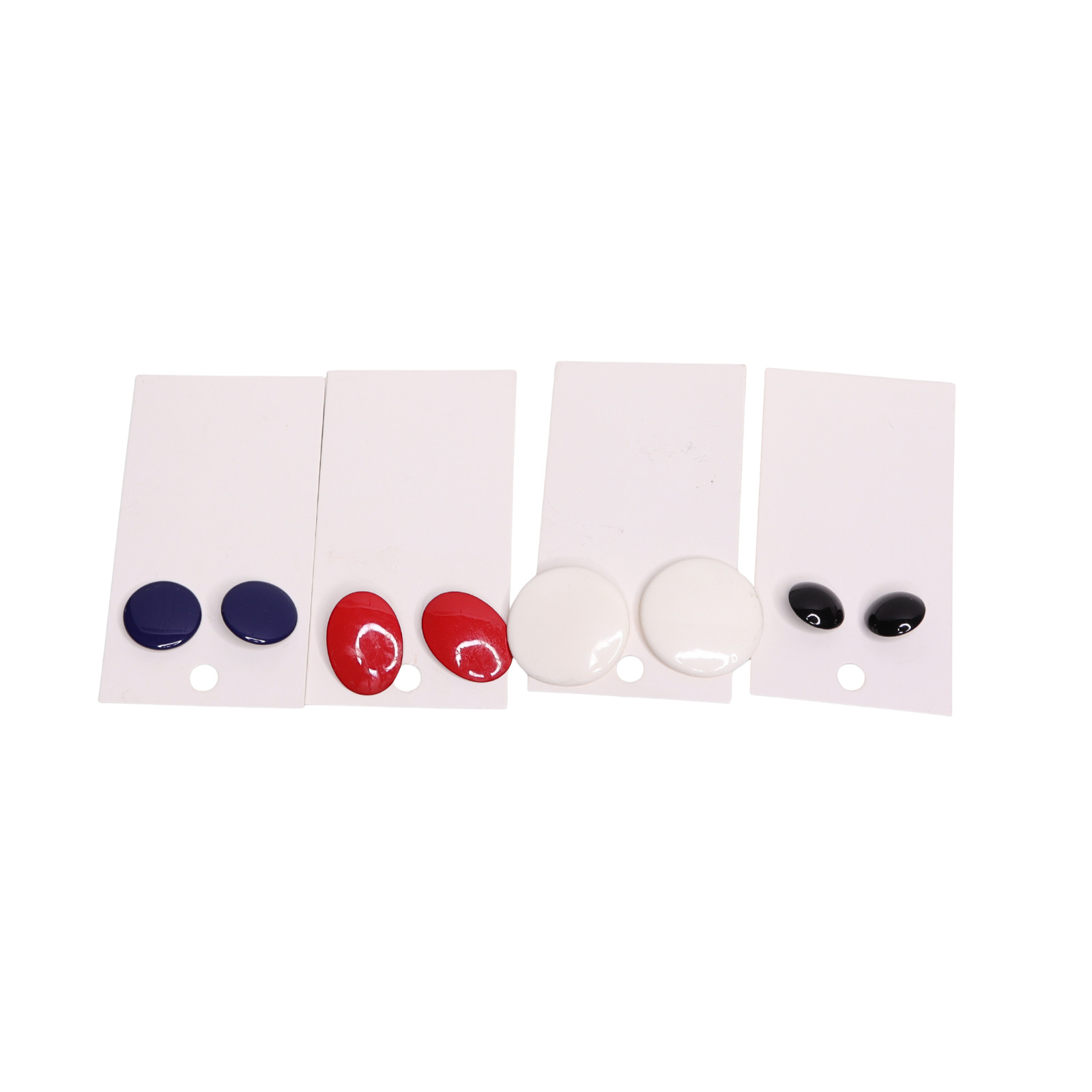 Lot Of 4 Round Oval Button Type Colored Metal Stud Earrings