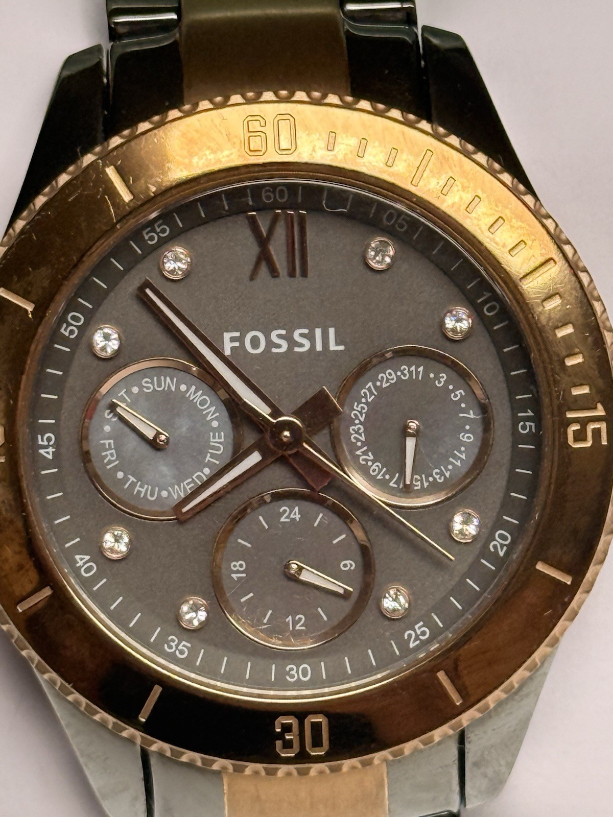 Fossil Stella ES3100 Womens Stainless Steel Analog Dial Quartz Wrist Watch