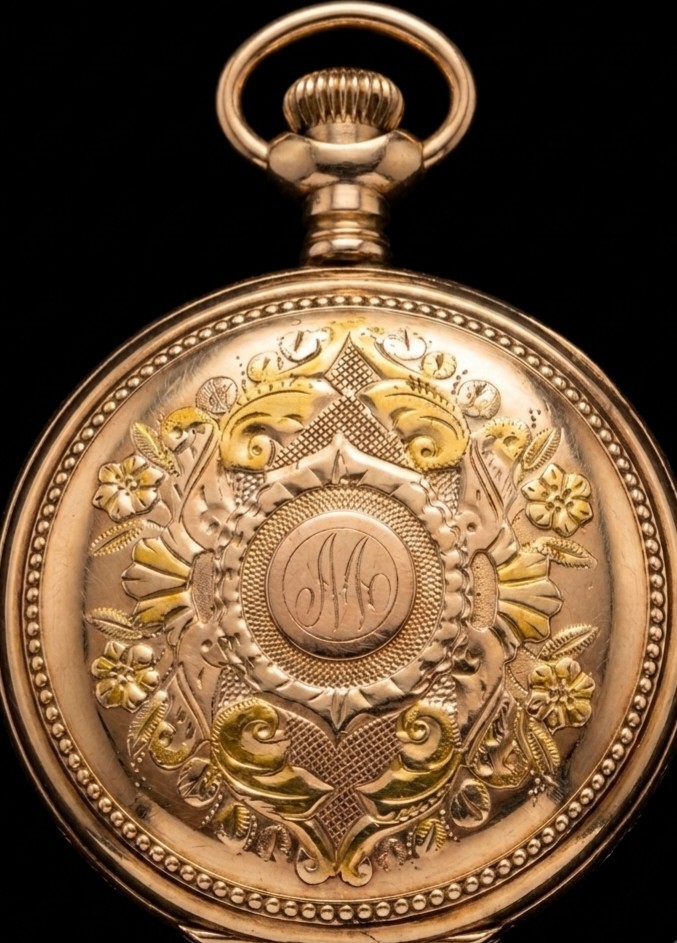Waltham Hunter Case Pocket Watch Pink Dial – Engraved GF 25 years MULTI TONE F/B