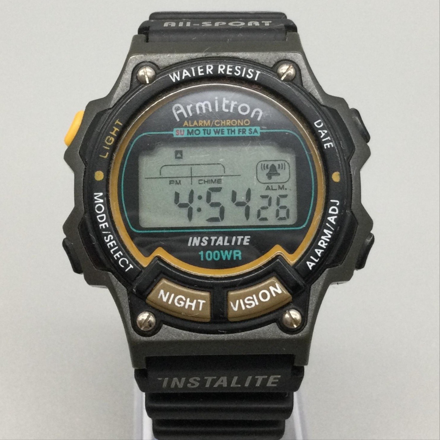 Armitron All-Sport Instalite Mens Watch 40mm Alarm Chrono Digital 40/6595 Black