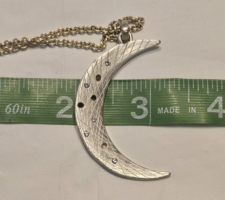 Brighton Cosmos Crescent Moon W/ Crystals Silver Tone 30″-33″Adj Inch Necklace