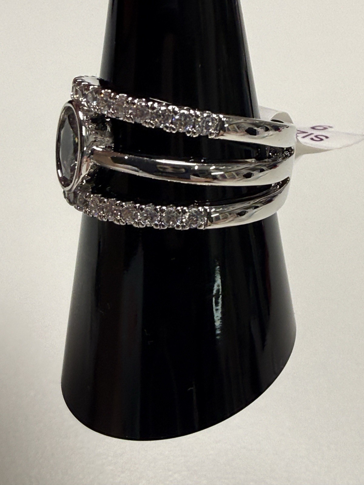 Bomb Party Glimmer of Sparkle Rhodium Plated CZ Cocktail Ring 9 RG74500