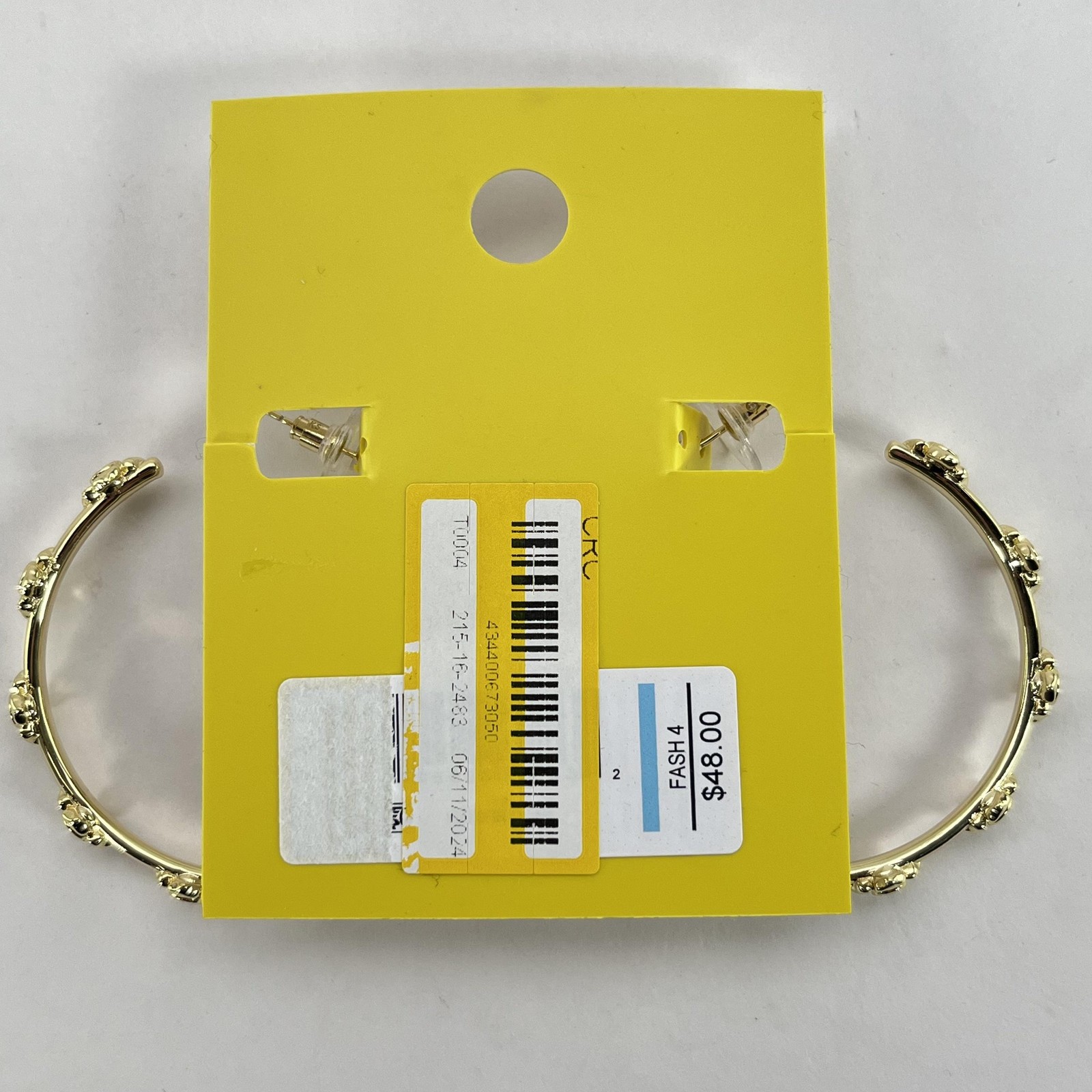 Kendra Scott 14K Gold Over Brass Studded Hoop Earrings Womens New on Card Gold