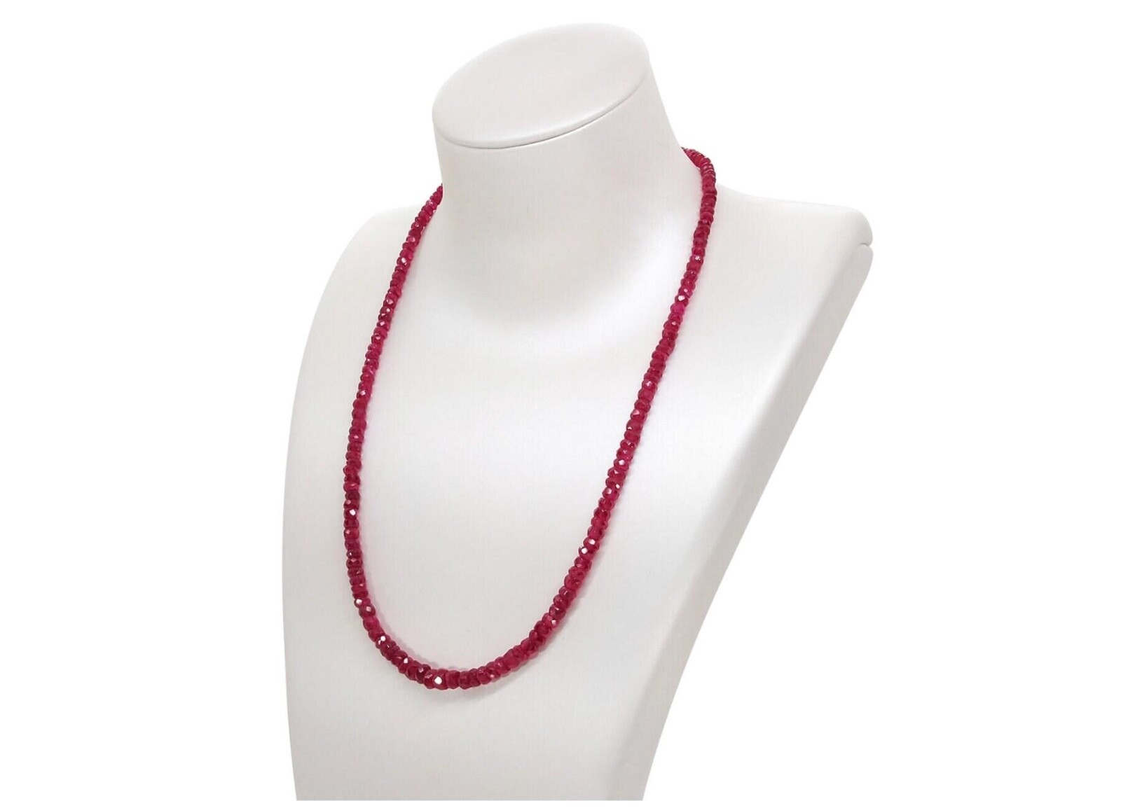 Jedi Red Spinel Beads Necklace with 9K Gold Clasp 18 inch Gemstone Necklace