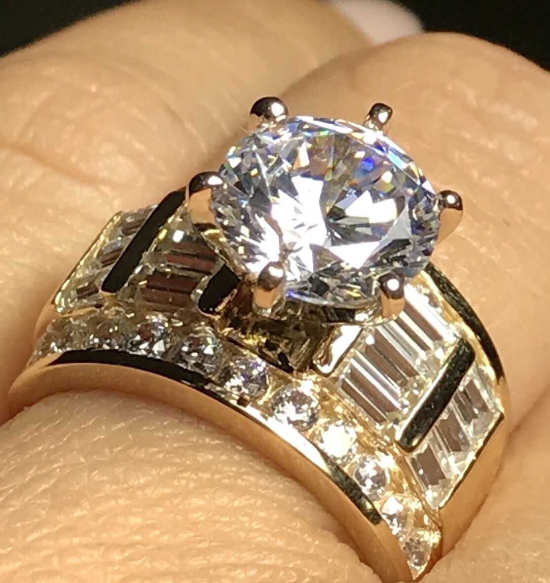 Sale GOLd Ring 14k YELLOW solid engagement Round wide thick carat size 5 ASK 4 6