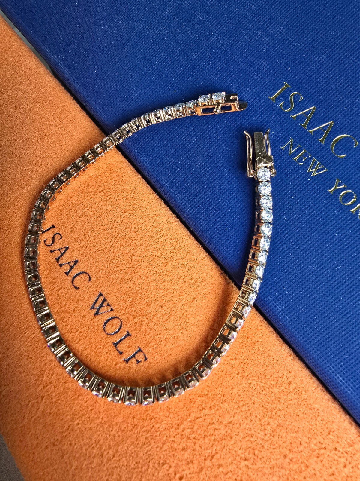 3mm Round Cut VVS1/D Diamond One Row Tennis Bracelet Solid 10K Rose Gold 7″