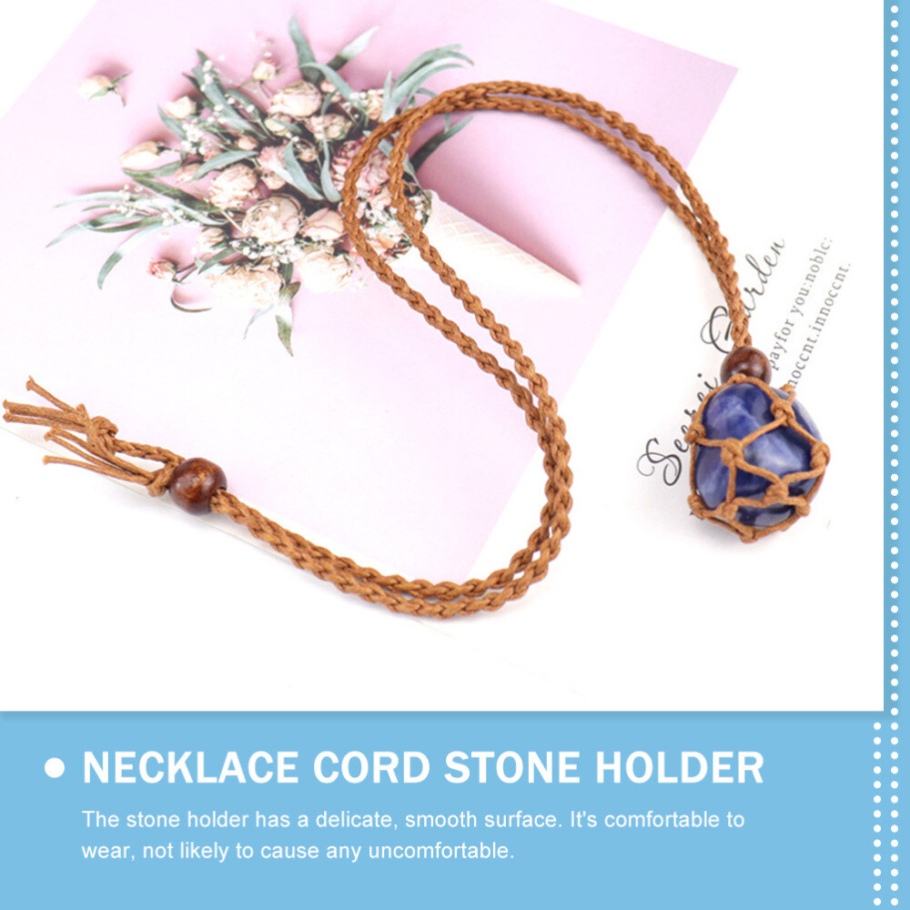 6PCS Cord Stone Necklace Holders Woven Stone Holder Crystal Necklace Holders