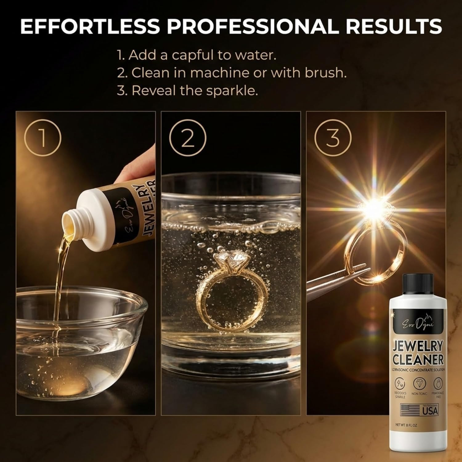 Evo Dyne Ultrasonic Jewelry Cleaner Solution 8 Oz Concentrated Formula | Ultraso