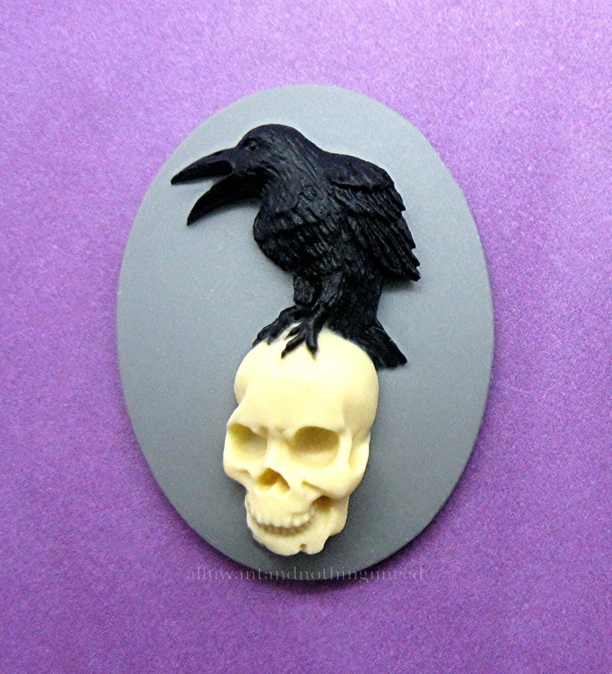 12 Multi Color BLACK BIRD CROW and RAVEN & SKULL 30mm x 20mm GOTH EMO CAMEOS Lot