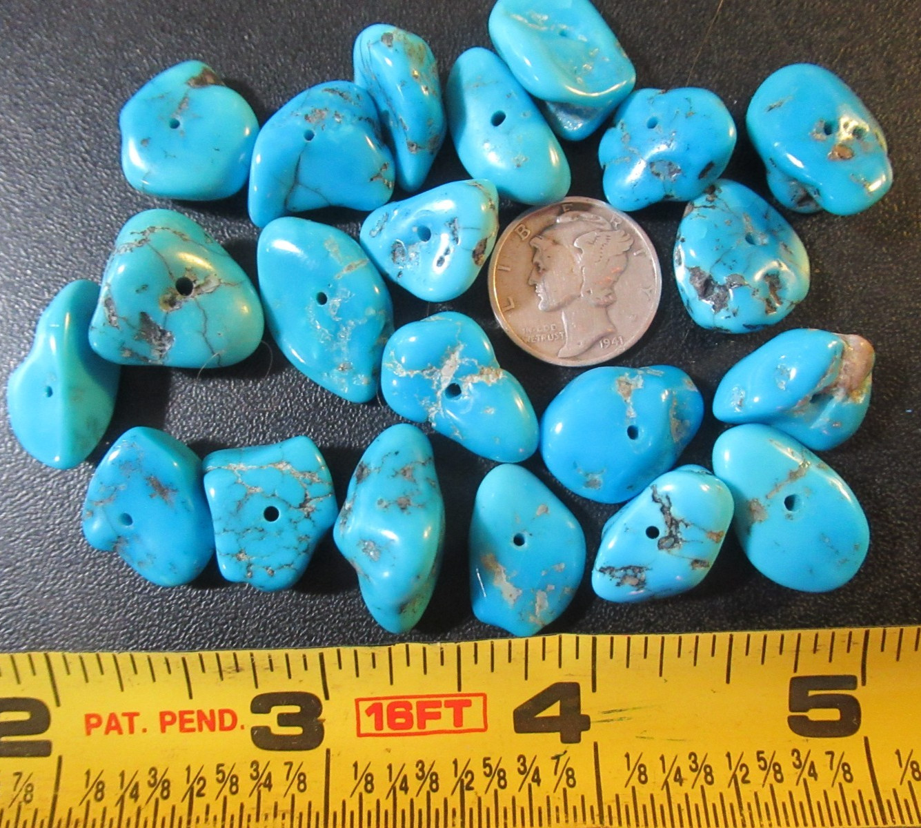 ~SALE~ SLEEPING BEAUTY TURQUOISE 40g. LARGE DRILLED 14X13mm TO 21X14mm #848
