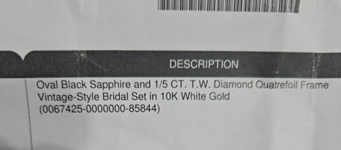 Zales Oval Black Sapphire And 1/5 Ct Tw Diamond Bridal Set In 10k White Gold
