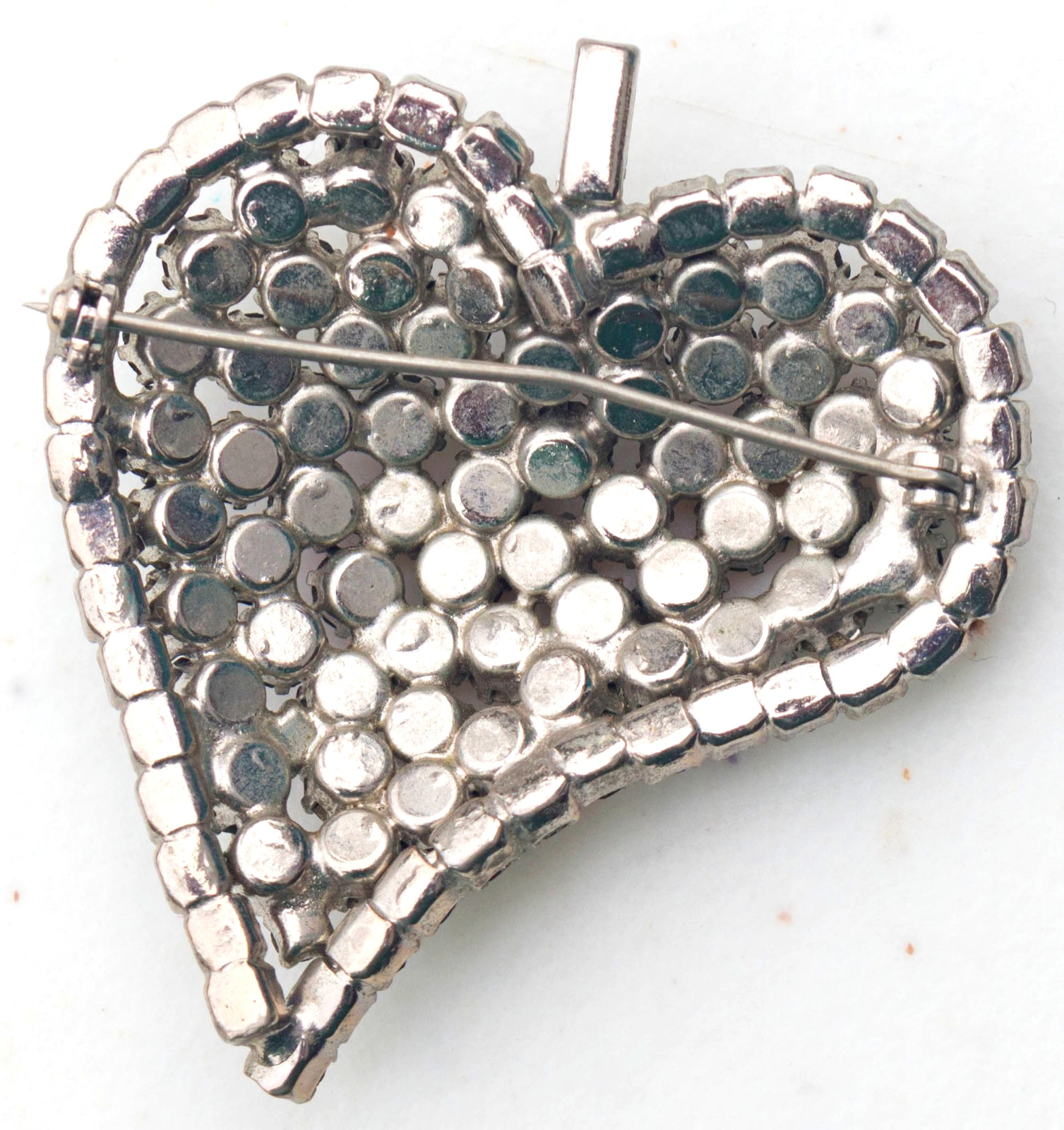 Vintage Silver Tone AB Rhinestone Heart Love Special Occasion Brooch / Pin