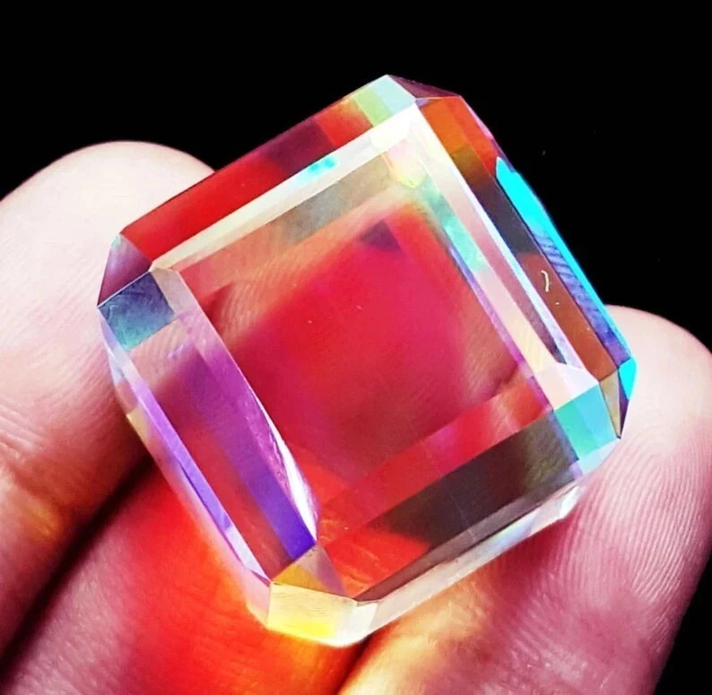 101 CT Rainbow Color Mystic Topaz Cube Cut Stunning Certified Loose Gemstone