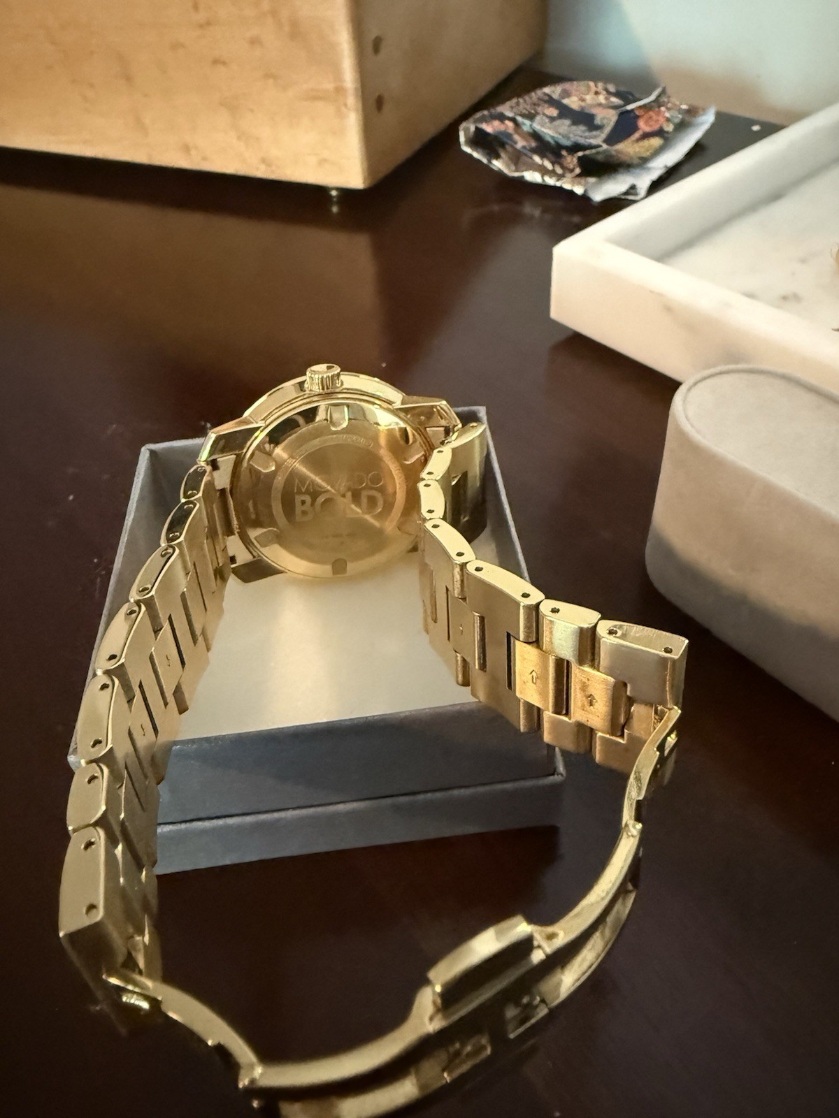 Movado Bold Gold Tone Men’s Quartz Watch 3600258 Dead Battery No Box/Papers