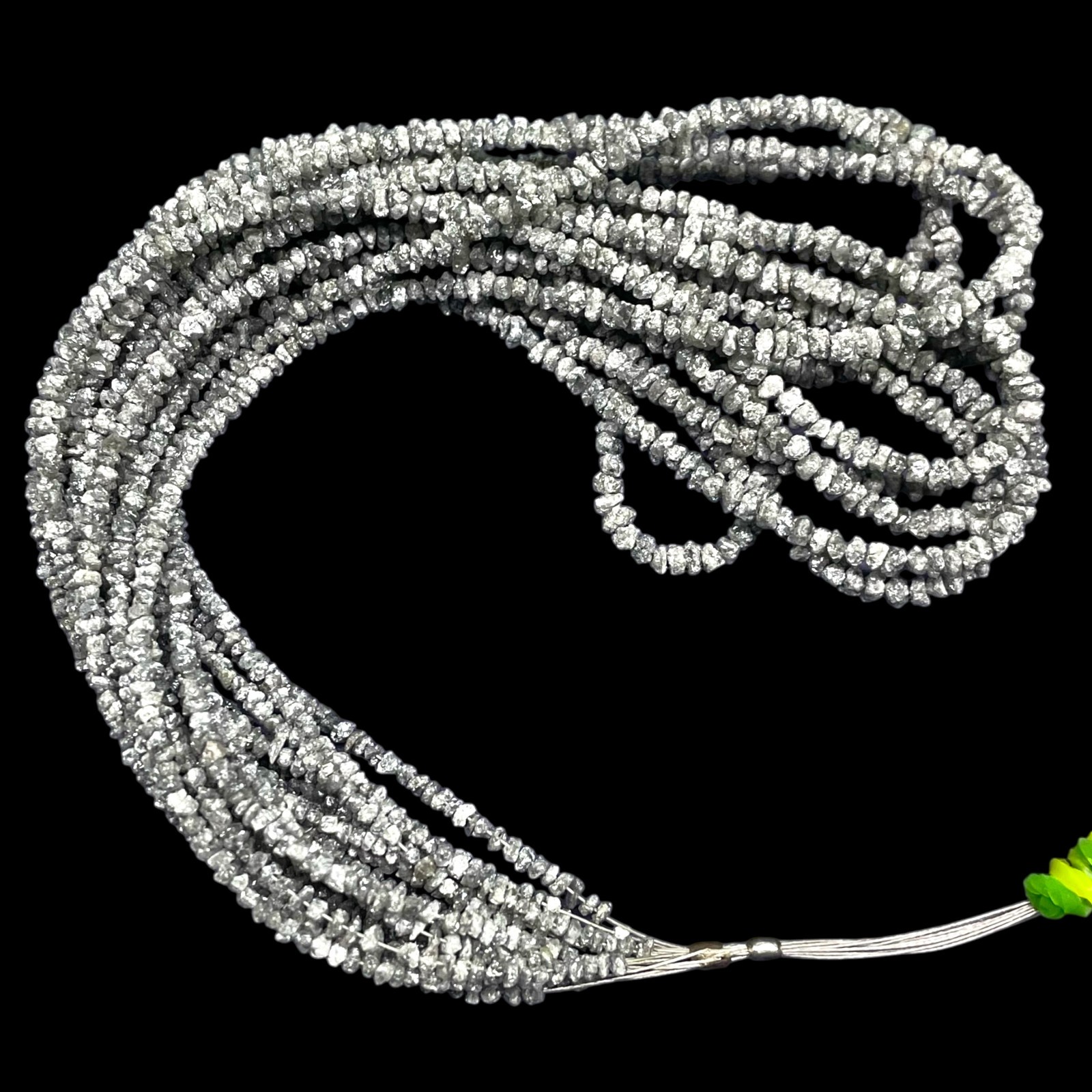 16 Inch Natural White Grey Diamond Rough Beads Uncut Single Strand For Jewelry