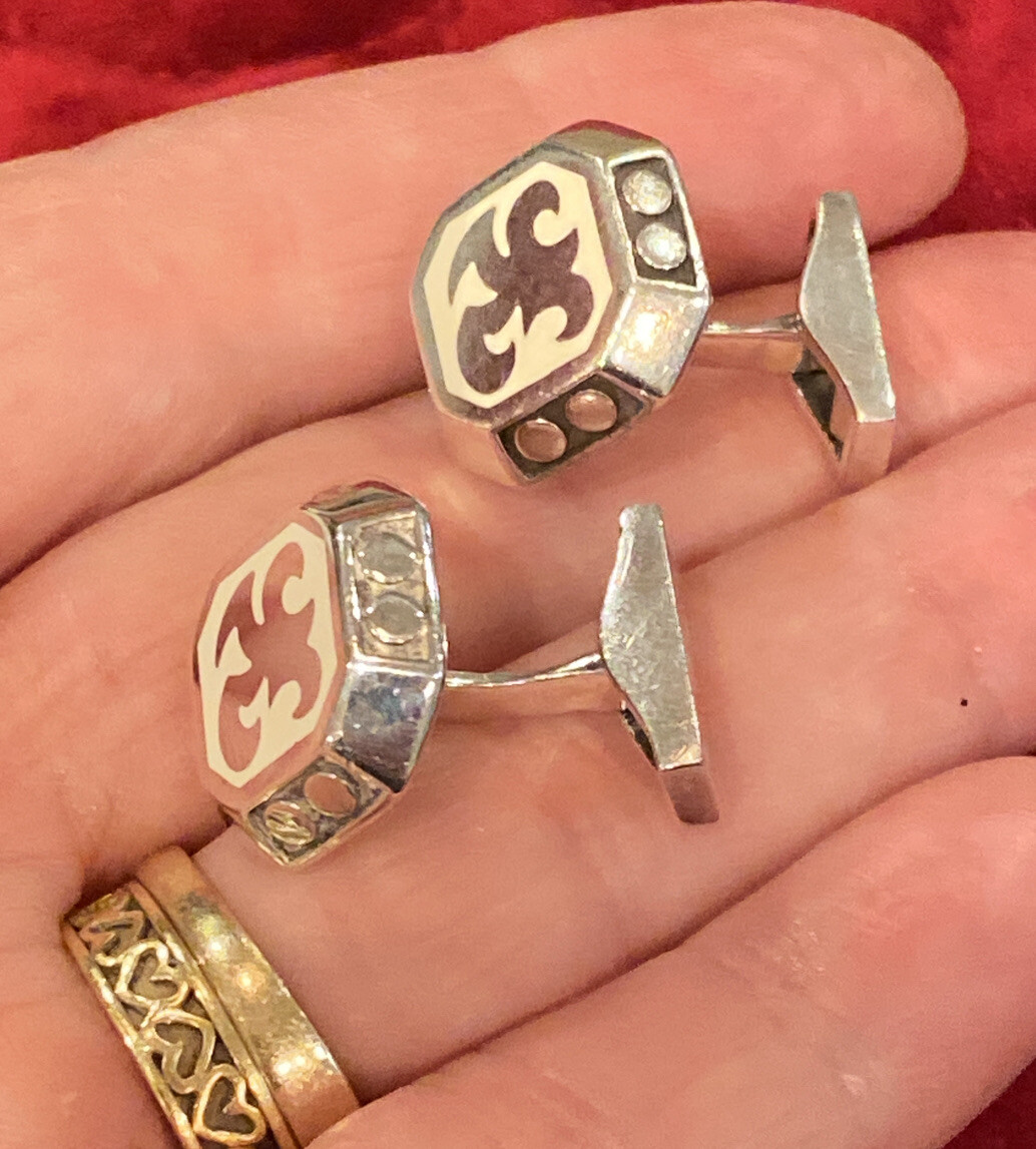 John Hardy Sterling DAYAK Cufflinks Enamel 925 RARE!