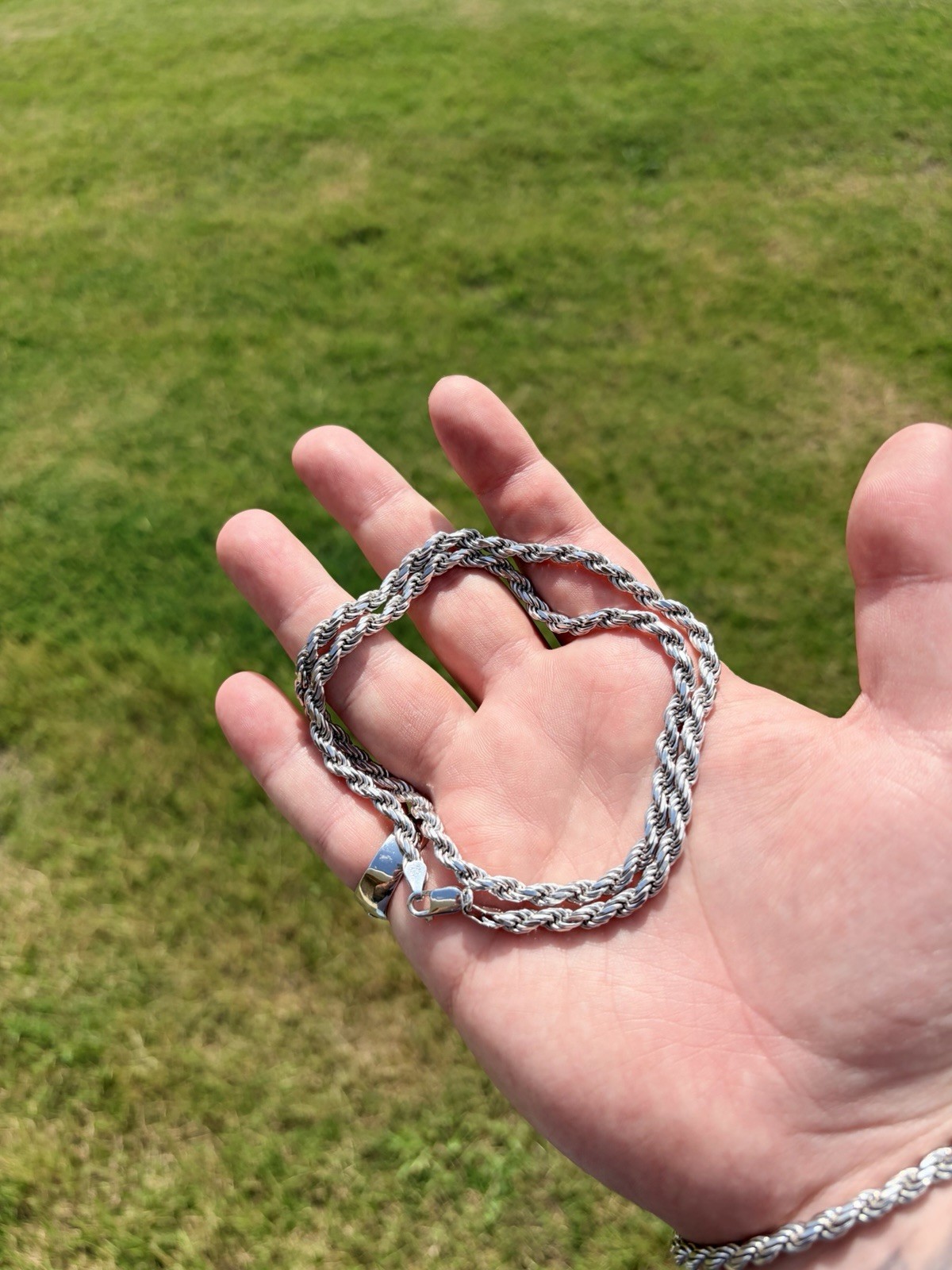 4.3mm Diamond Cut Sterling Silver 925 Italy 22in Rope Chain
