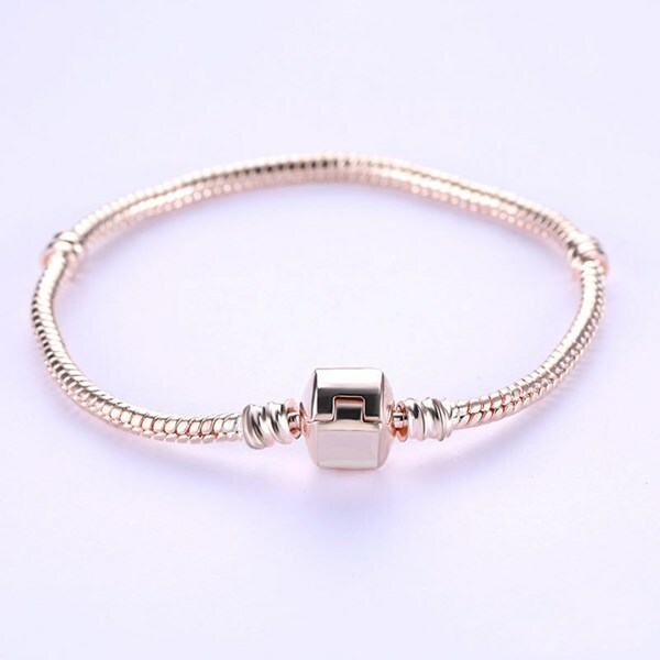 18-22cm New Original Charm Bracelet Rose Gold Copper Snake Chain Basic Bracelets