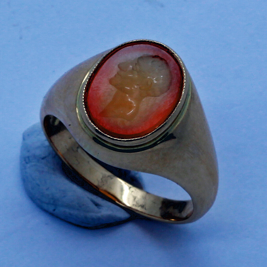Antique Signet Ring Georgian Intaglio Cameo 18k Gold Mount Unisex Man Woman(6655