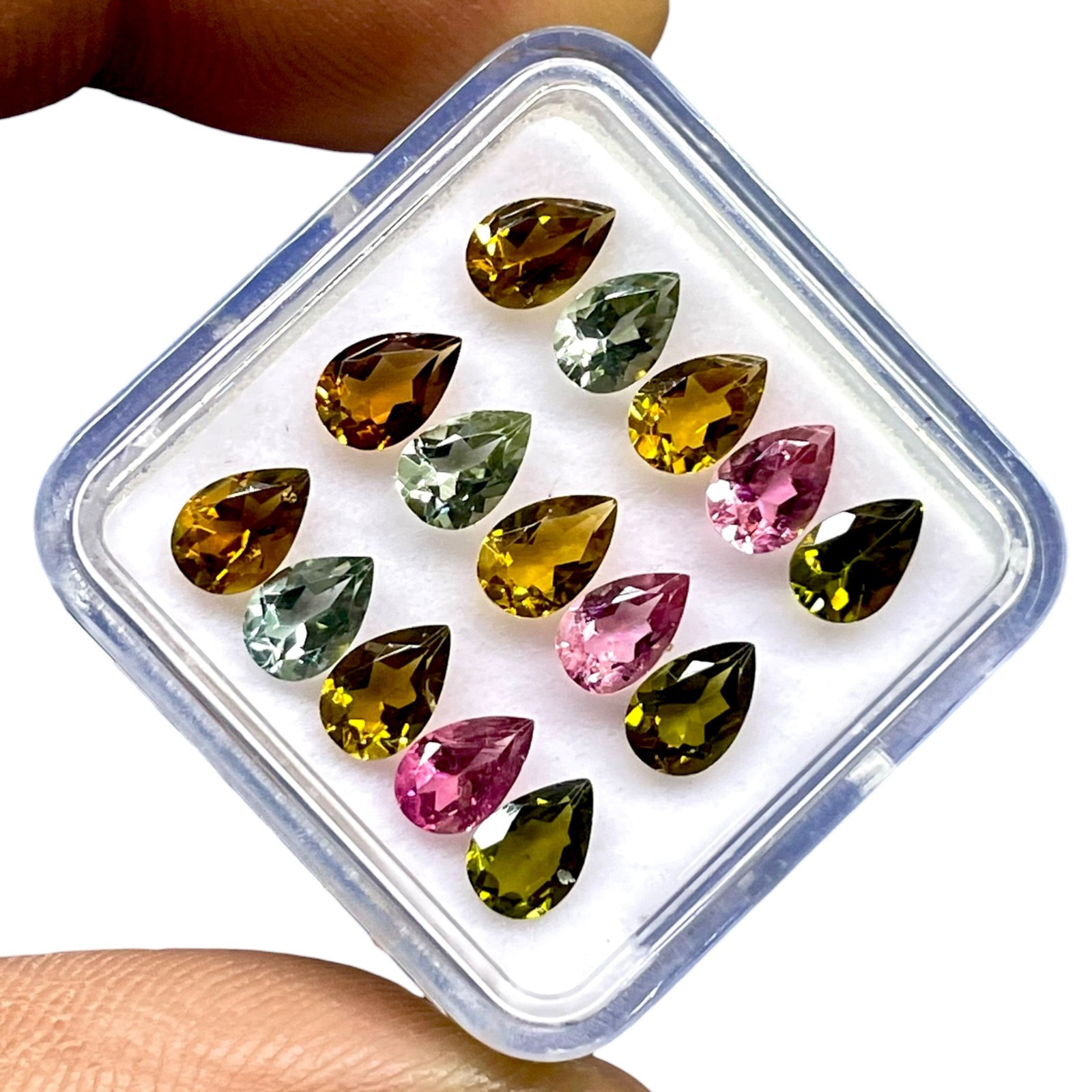 VVS 15 Pcs Natural Multi Tourmaline 6x4mm Pear Cut Loose Untreated Gemstones Lot