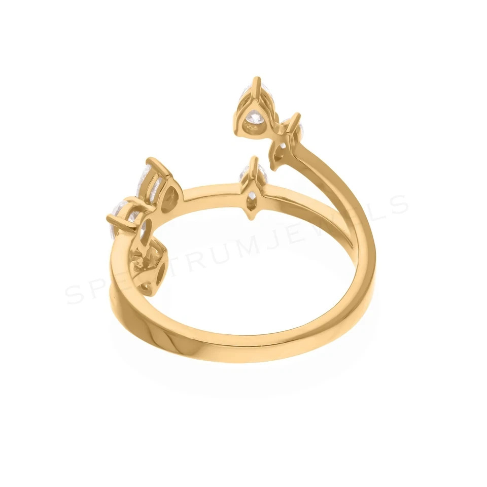 925 Silver moissinite fancy cut ring gold-plated, for regular and party use.