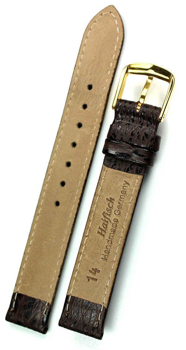 14mm Real Shark leather Band made Germany Graf Watch Strap Brown