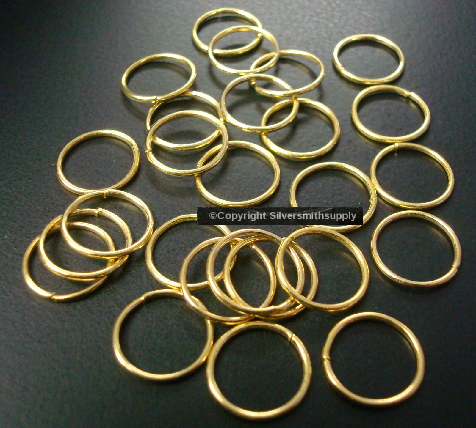 25 Giant open jump rings GOLD plated 12mmx1mm 18ga attach charms FPJ101