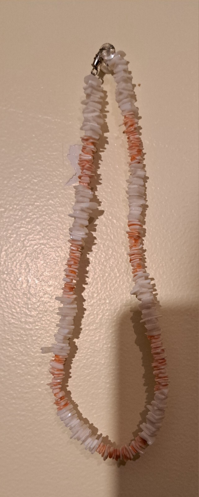 White & Orange Puka Shell Necklace Tropical Beach Fashion Jewelry
