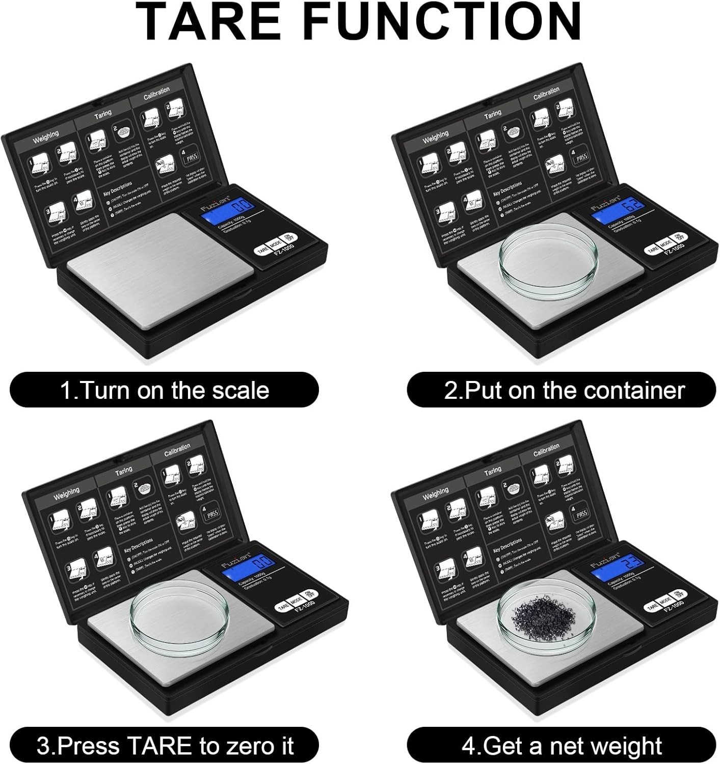 Portable 1000g Digital Scale with Tare Function – Ideal for Home and Travel