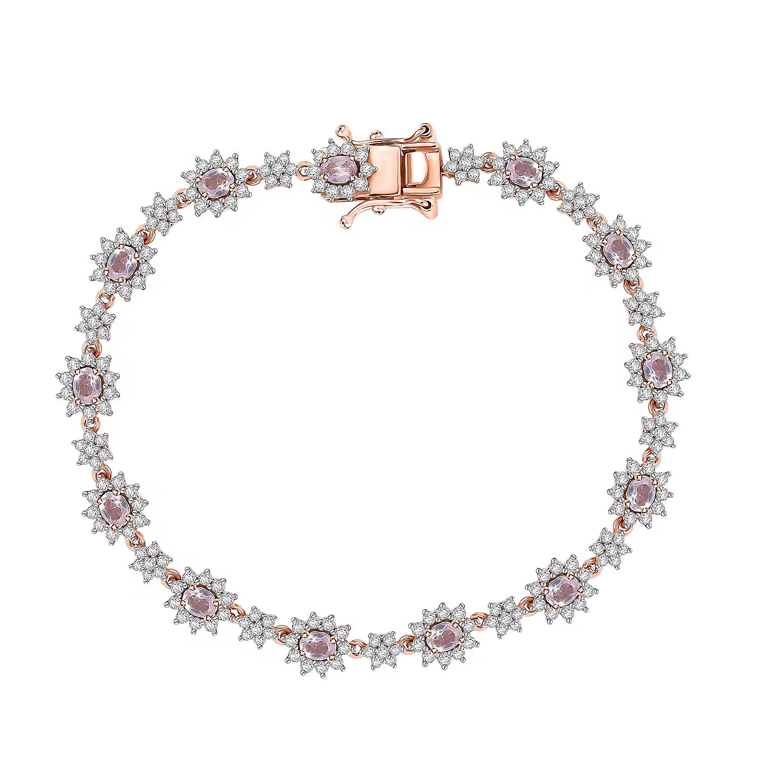 D’Joy Pink Spinel and White Zircon 5.85 ctw Blush Fleur Bracelet in 18K