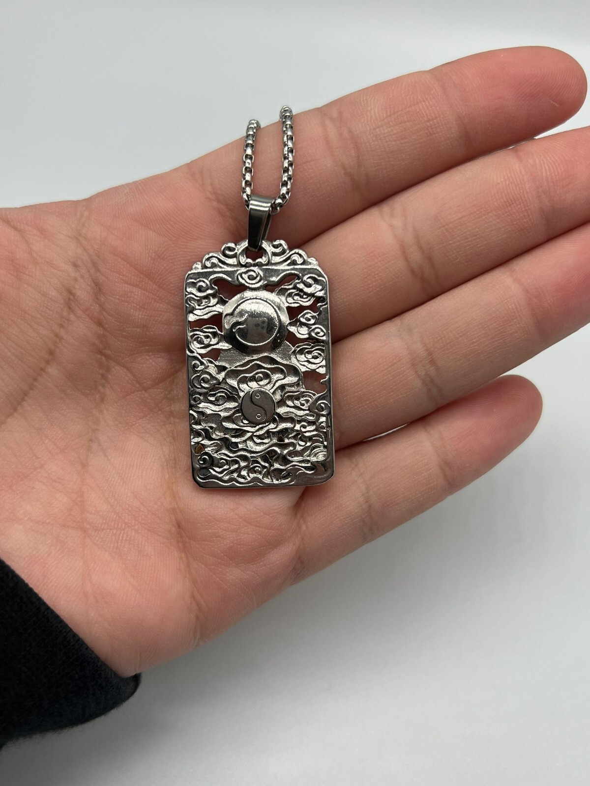Stainless Steel Tibetan Big Buddha Pure Argentum Patron Saint Pendant