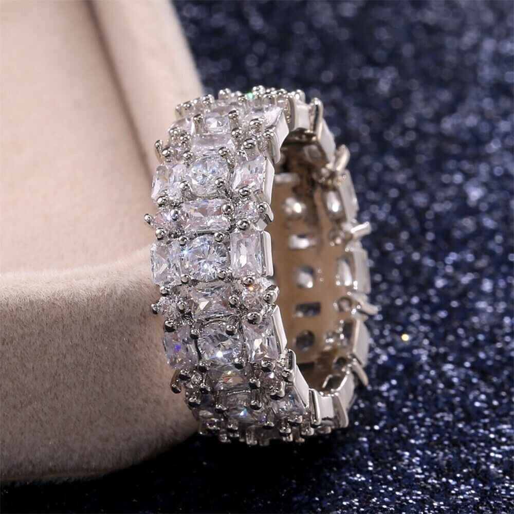Silver Plated Forever Shiny Ring For Valentine Gifts 2.6 Ct Anniversary Band