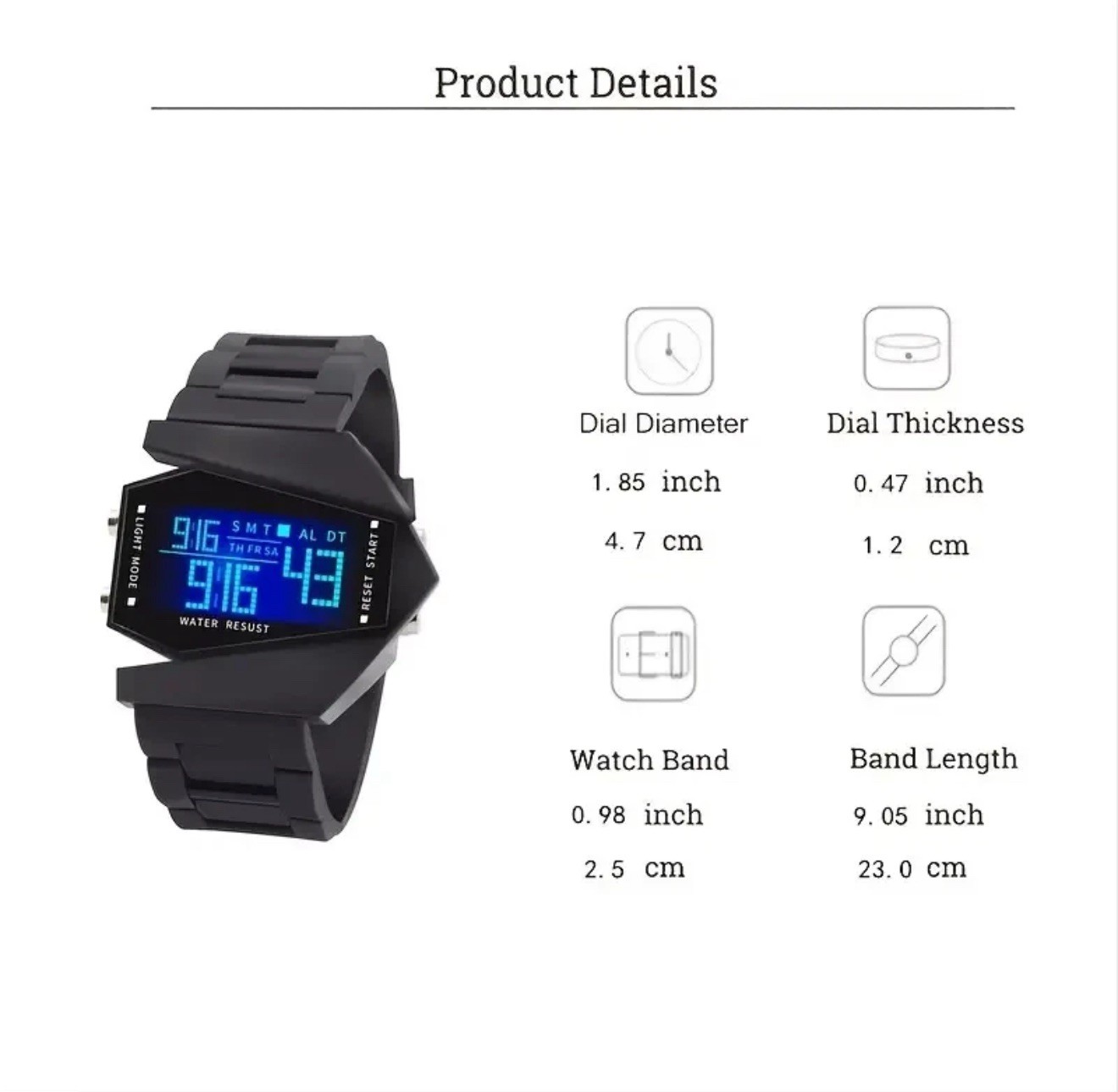 Futuristic LED Multi-Function Waterproof Wristwatch for Men, Women & Students