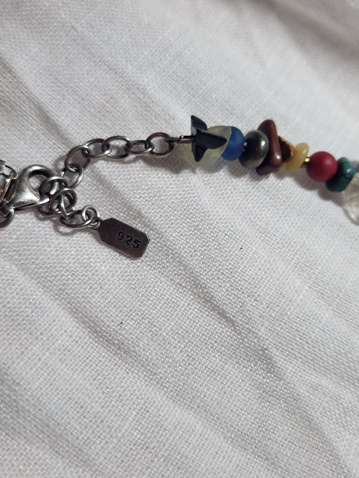 Peyote Bird 925 Sterling Silver Multicolor Beaded Charm Necklace Adjustable