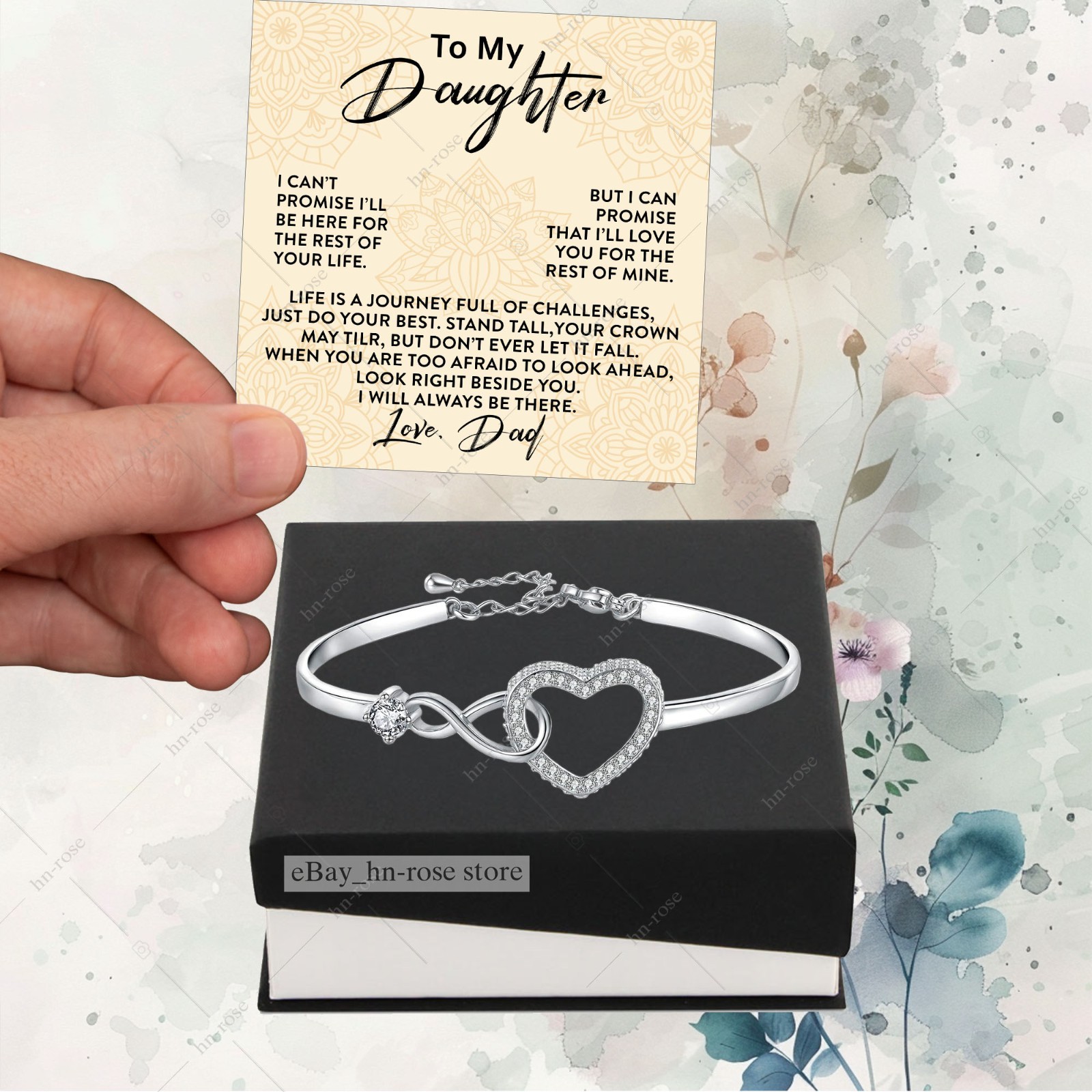 To My Beloved Daughter Gift from Dad Star Heart Bracelet Sentimental Jewelry