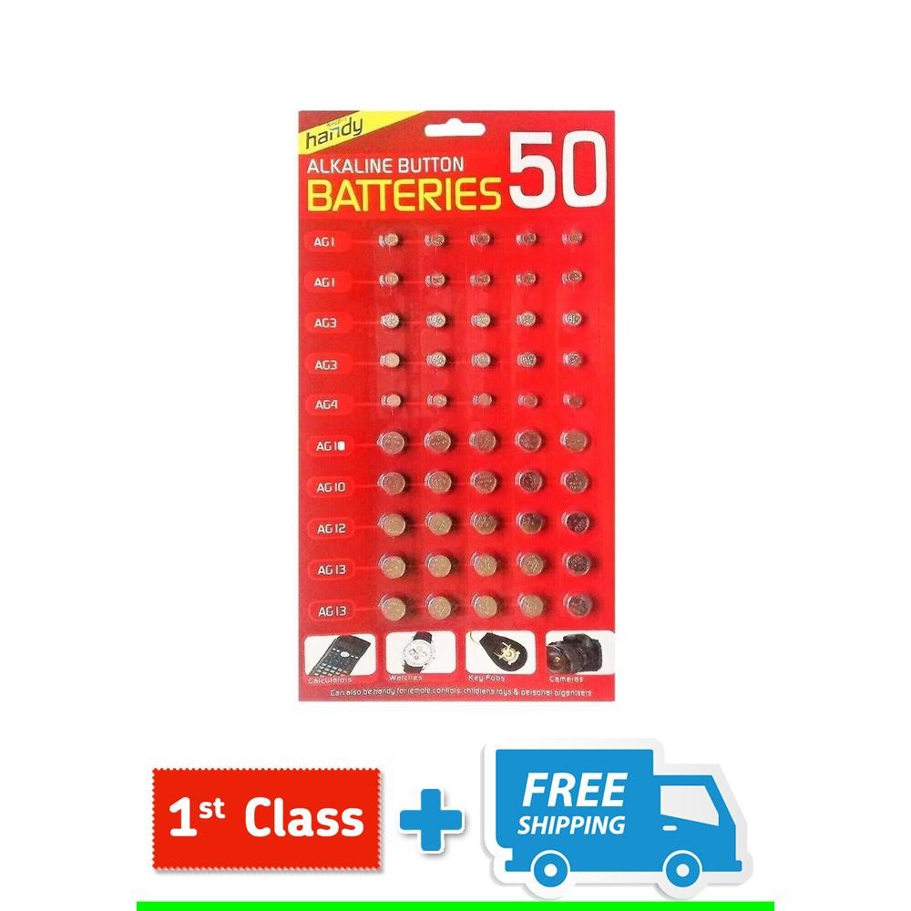 50 X Assorted Mixed Alkaline Button Cell Batteries – Choose QTY