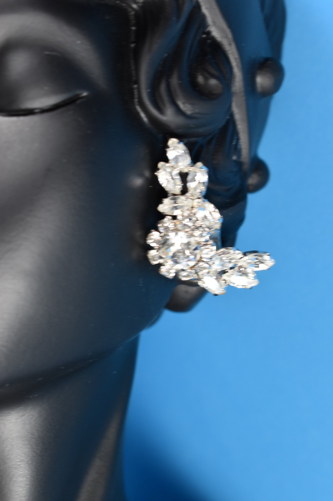 Vintage Quality Bridal Special Occasion Rhinestone Clip-on Earrings 1.5″