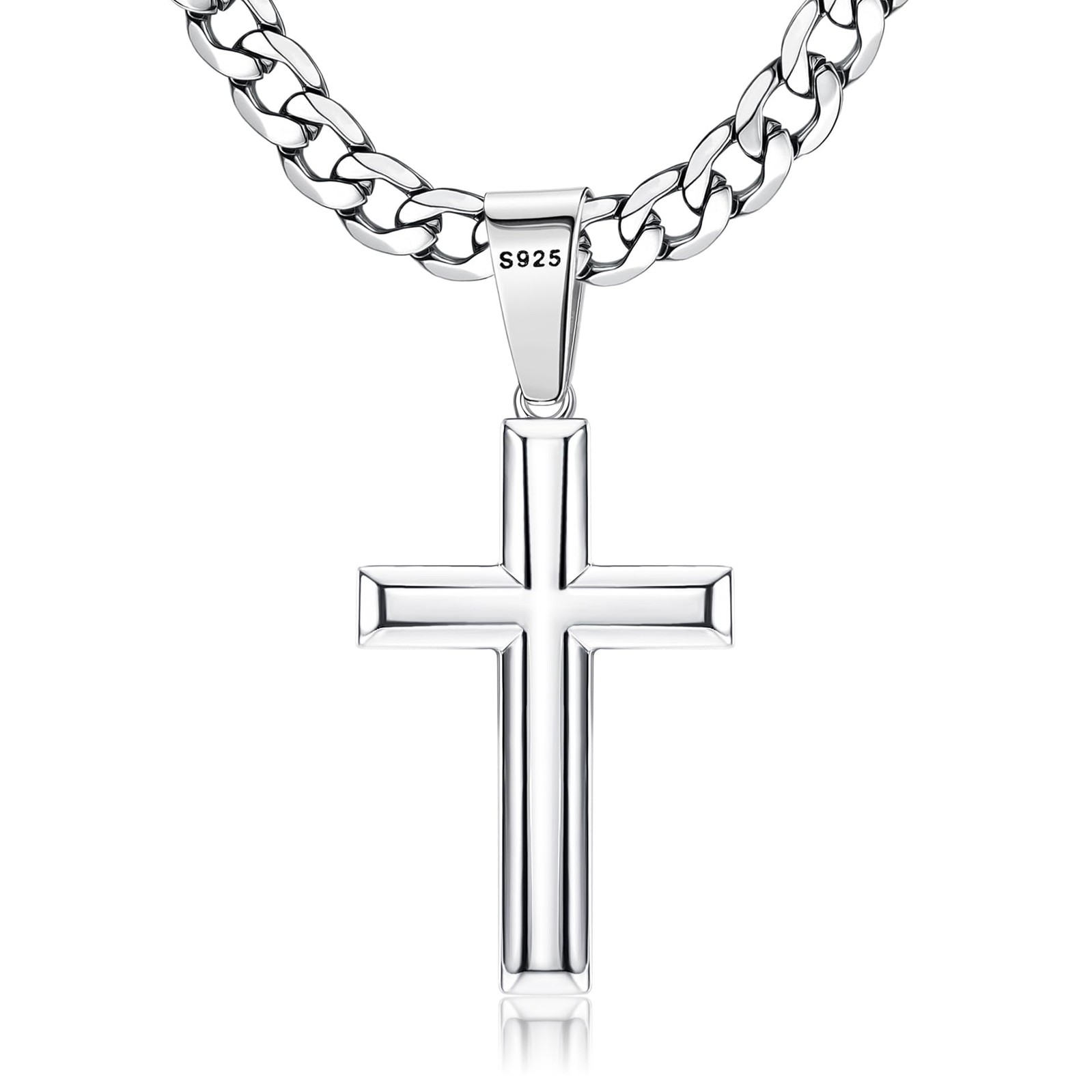 Besteel 925 Sterling Silver Cross 18 in=46 cm (Women’s Standard),