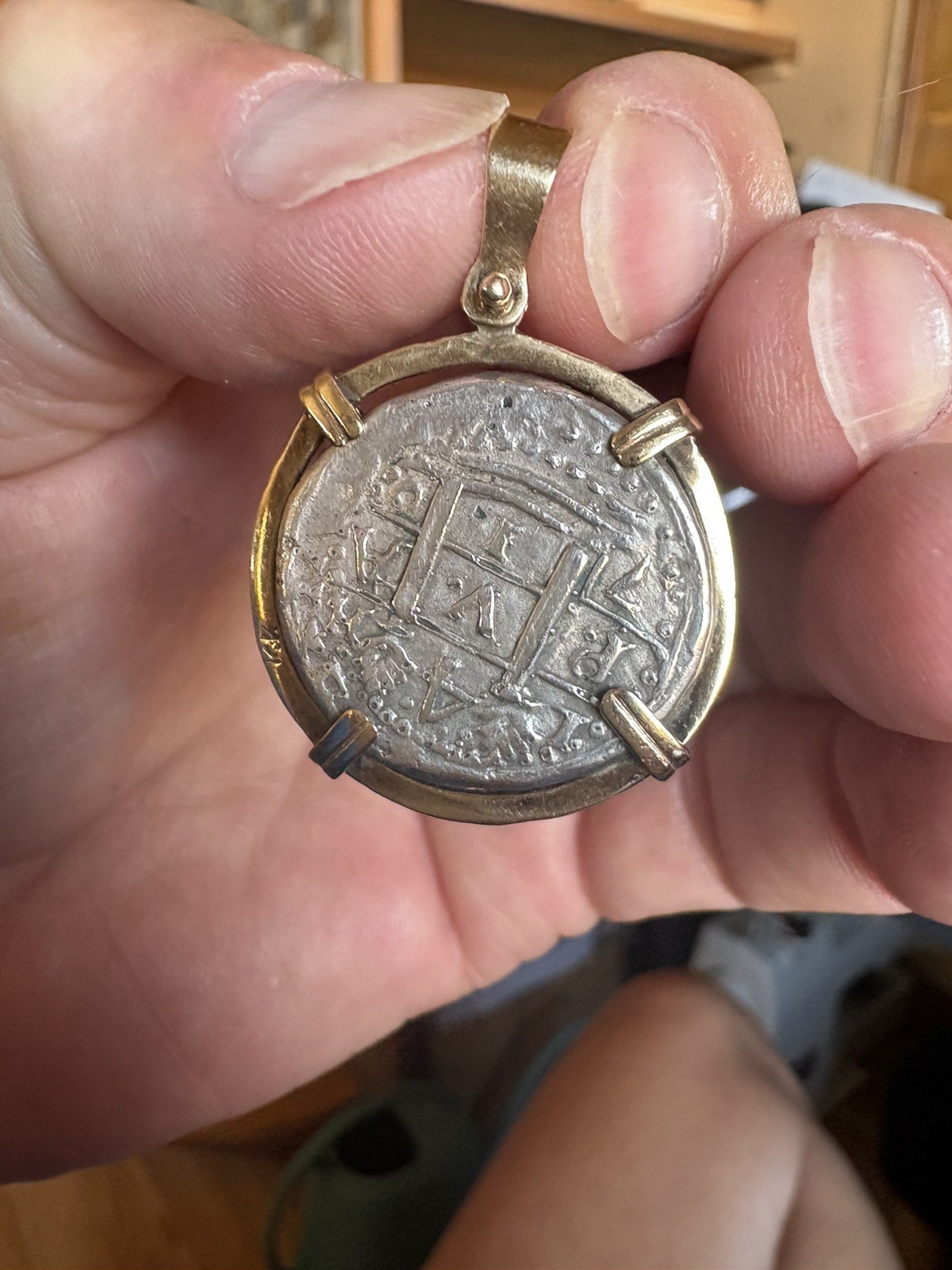ATOCHA Silver Coin Pendant In 14k Gold Bezel Handmade from Atocha Silver