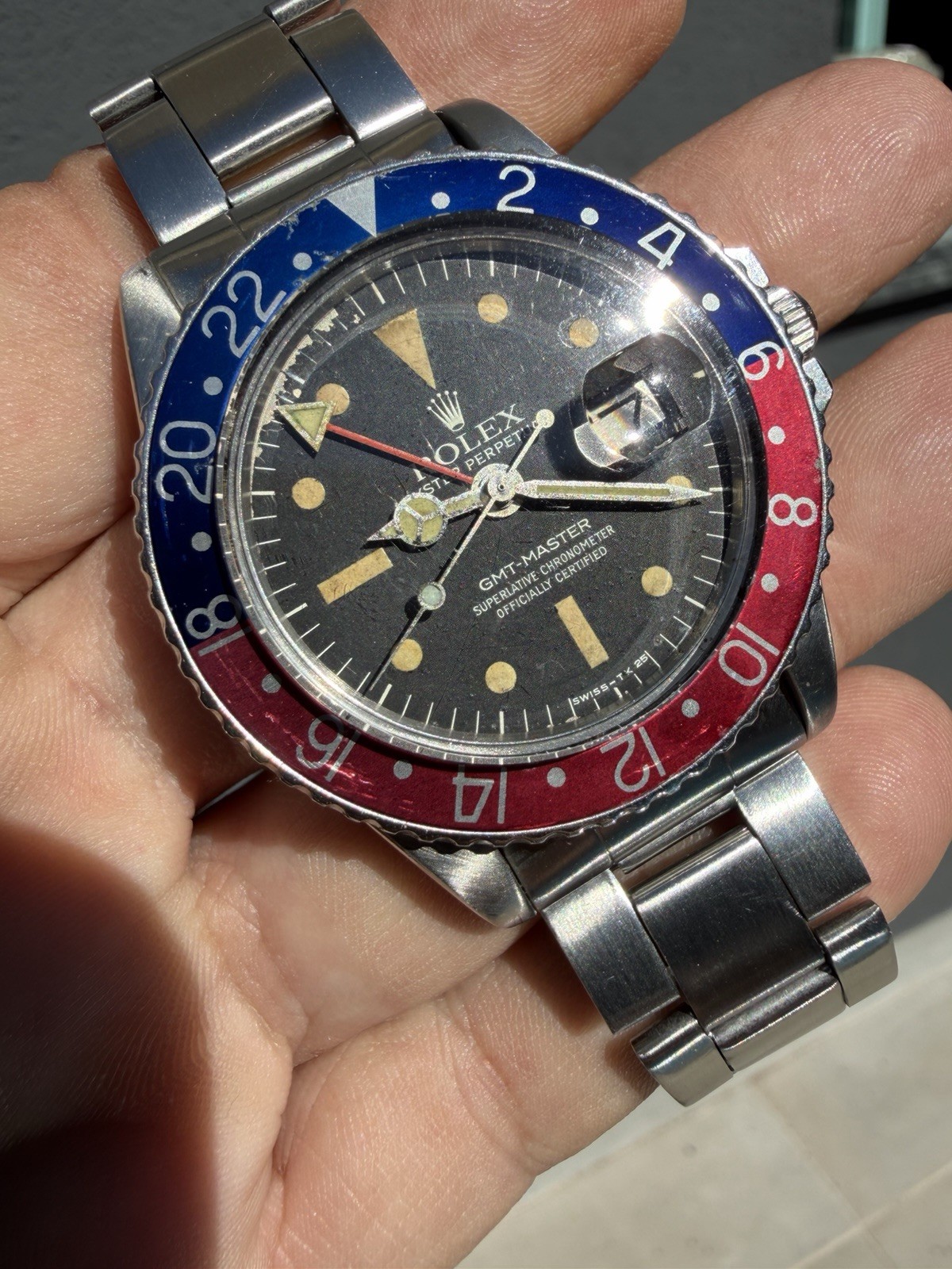 Rolex GMT Master 1675 Pepsi Bezel Rarest Radial Dial Vintage 1966 Serviced