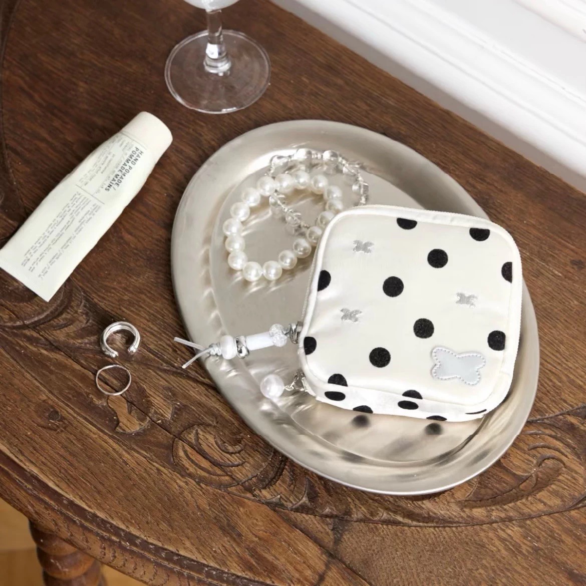 PolkaDot Toast Shaped StoragepouchMulti-Purpose Portable Jewelry Coin &Card Purs