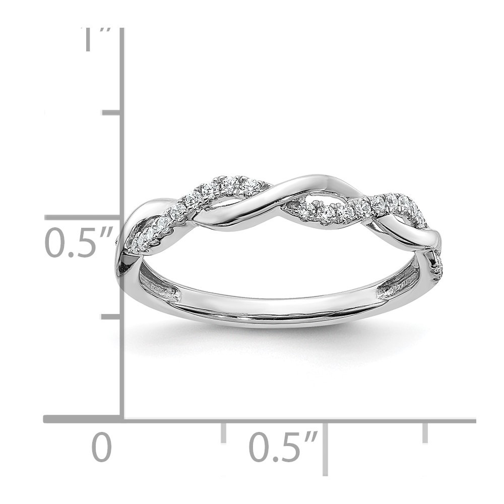 10k White Gold 1/8 Ct Lab Grown Diamond Complete Twist Wedding Band Ring Size 7