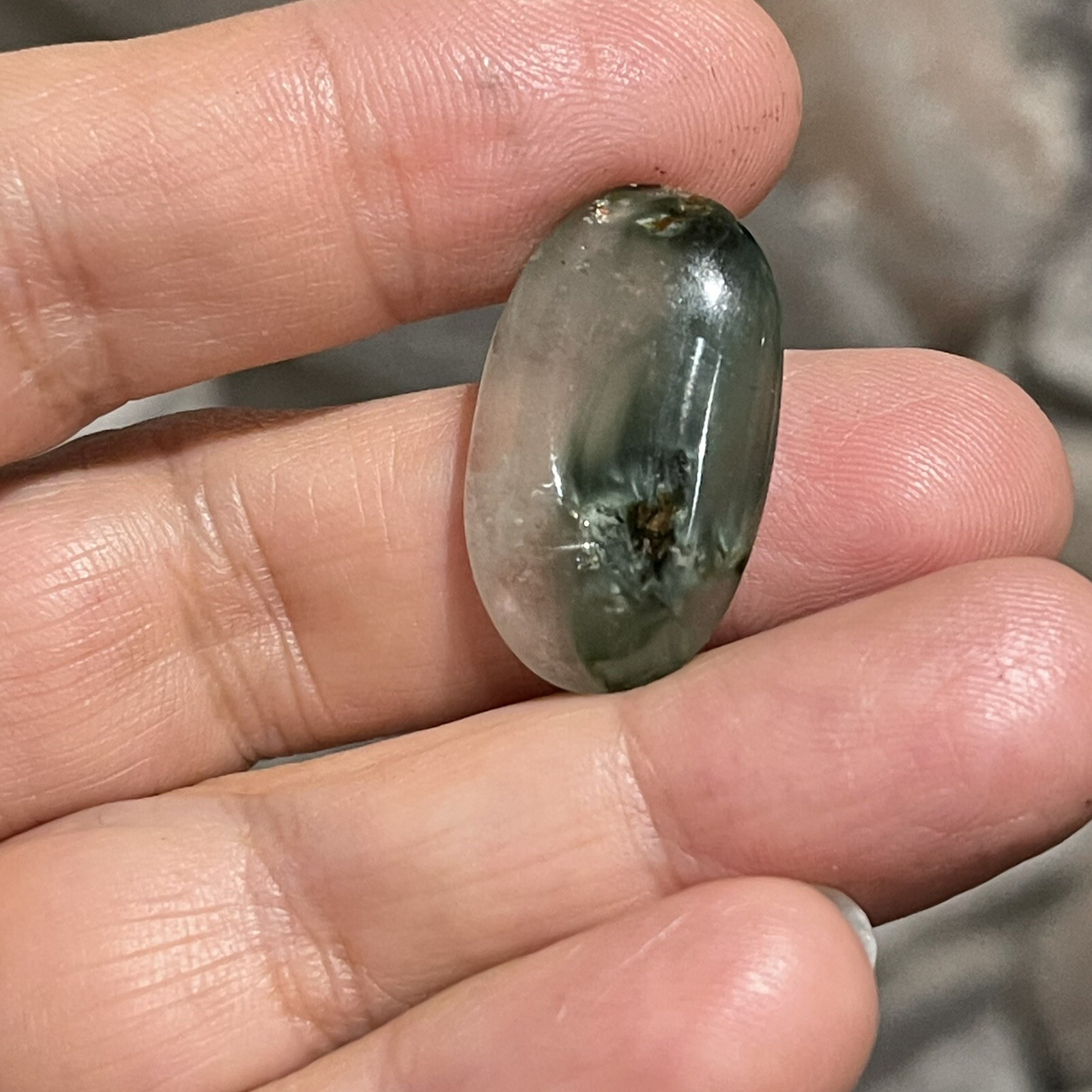 25.6×15.4x6mm Green Angel Hair Quartz Oval Cabochon Loose Gem Stone